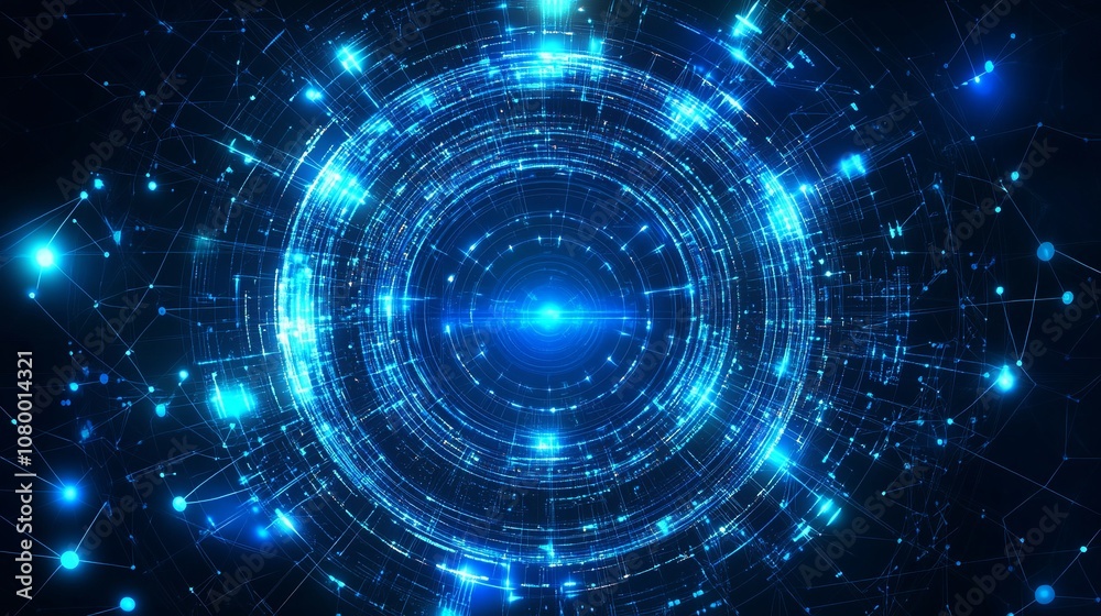 Abstract blue glowing geometric lines on dark blue background. Modern shiny blue circle lines pattern. Futuristic technology concept. Suit for cover, poster, banner, header, website.eps10 Abstract blue glowing geometric lines on dark blue background. Modern shiny blue circle lines pattern. Futuristic technology concept. Suit for cover, poster, banner, header, website.eps10