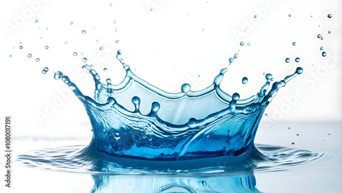 Blue water splash isolated on white, Dynamic blue splash of water cut out
