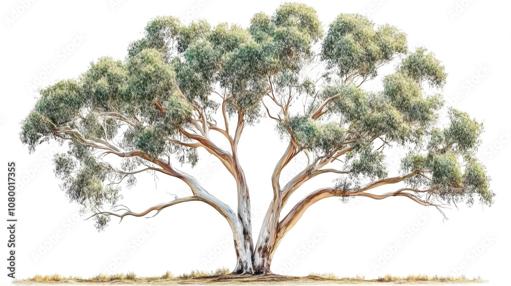 Fototapeta premium Eucalyptus tree isolated on transparent background for garden design.