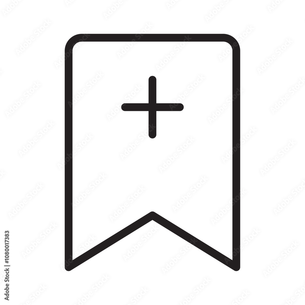 Bookmark add icon outline set sign Bookmark add icon outline set sign