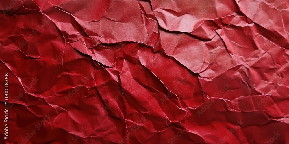 Close-up of crumpled red paper texture. Close-up of crumpled red paper texture.