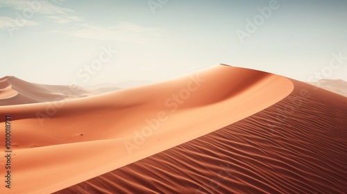 Sand on a Dramatic Dune in a Captivating Desert Landscape Captured Under Soft Lighting with Beautiful Textures and Horizons