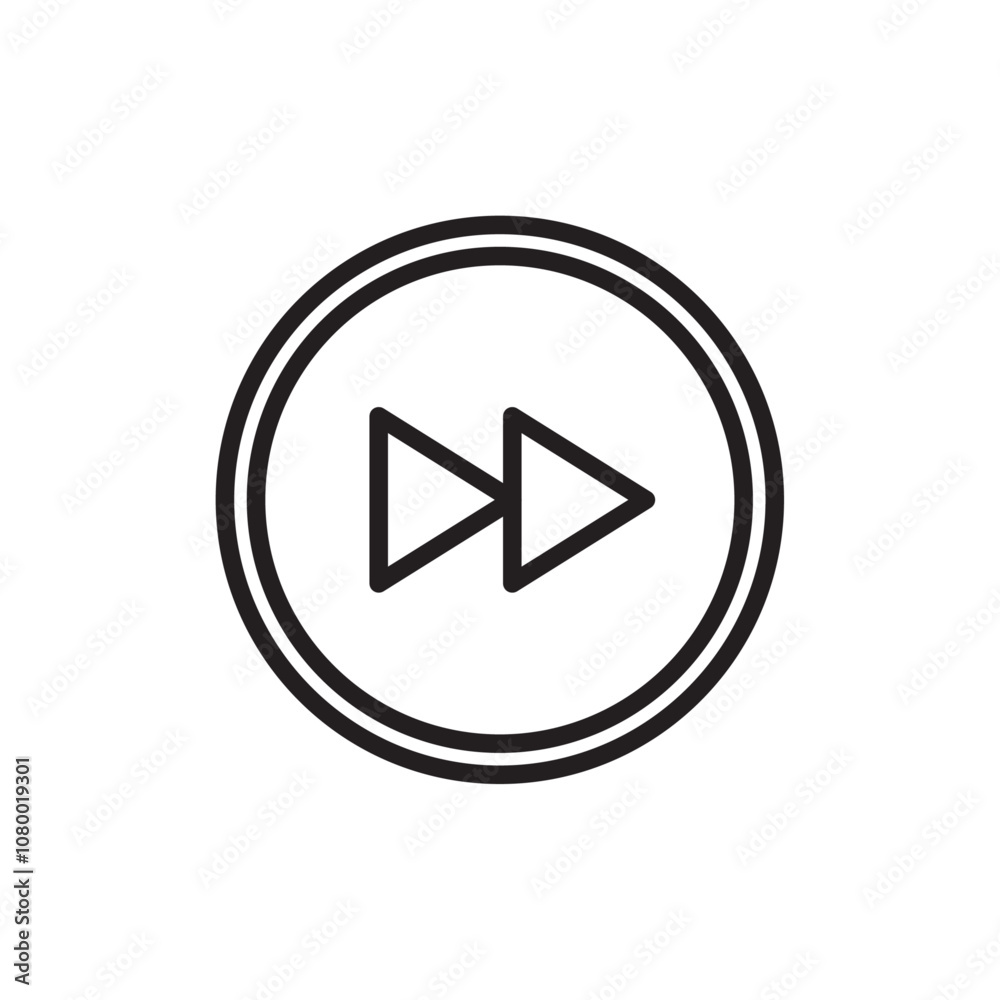 Fast forward icon outline set sign Fast forward icon outline set sign