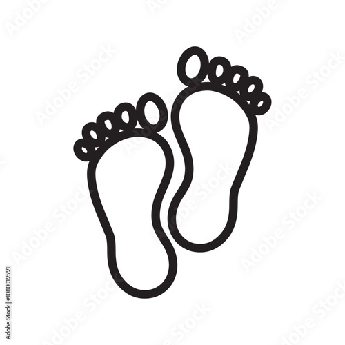Foot icon outline set sign