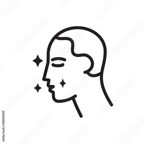 Glowing skin icon outline set sign