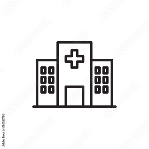 Hospital icon outline set sign