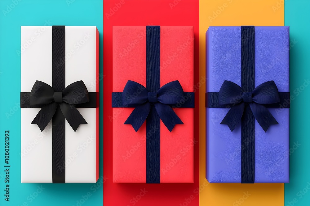 Fototapeta premium Colorful Gift Boxes on Vibrant Background