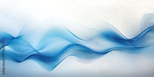 Abstract blue wave pattern on a white background.