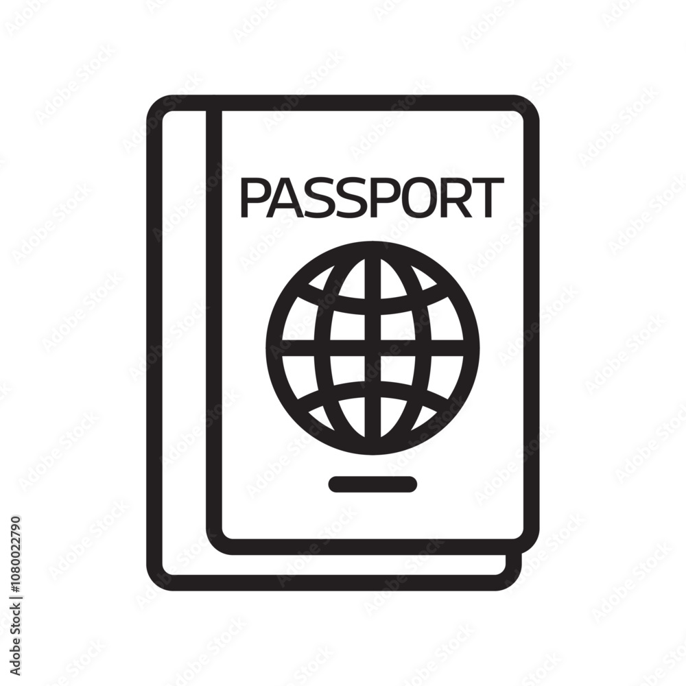 Passport icon outline set sign Passport icon outline set sign