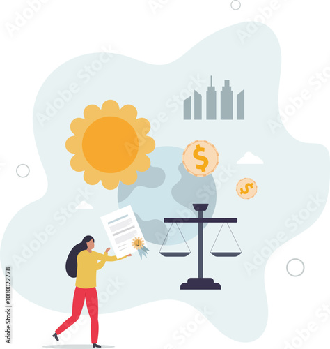 ESG or environmental social governance for ecological and sustainable investment strategy .flat characters.