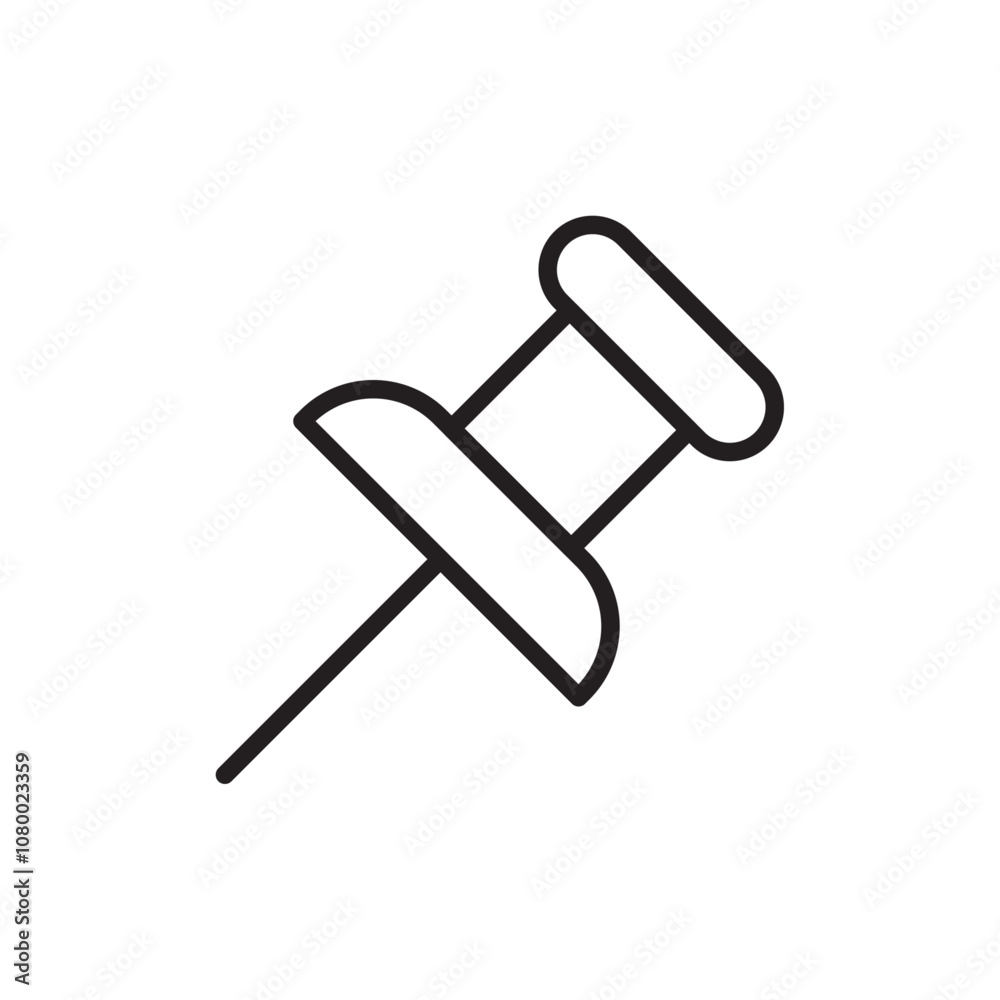 Push Pin icon outline set sign Push Pin icon outline set sign
