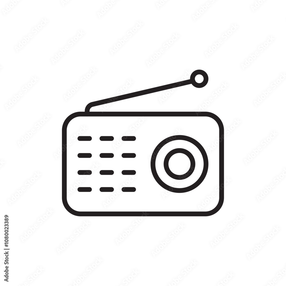 Radio icon outline set sign