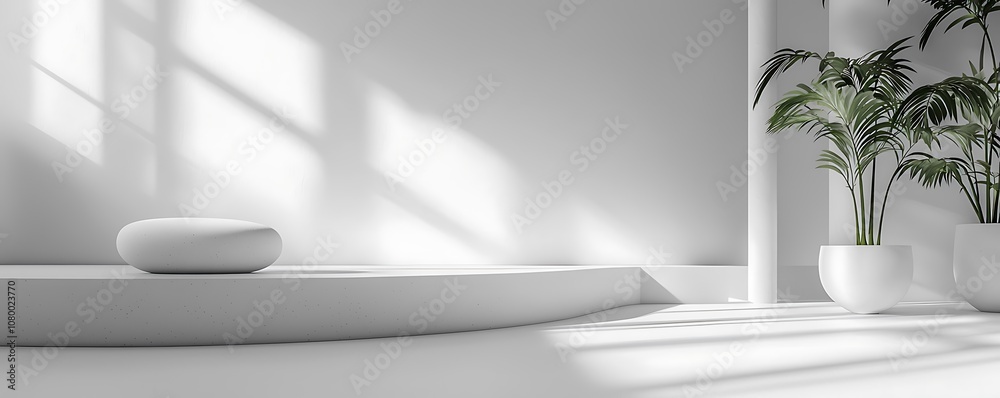 3D white interior background, clean and minimalistic 3D white interior background, clean and minimalistic