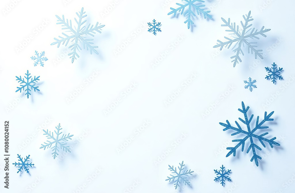 Blue snowflake set on white background, close-up Blue snowflake set on white background, close-up