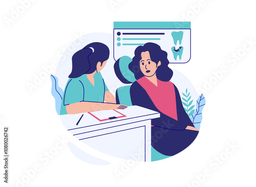 A patient consults with a dentist about their oral health concerns.
