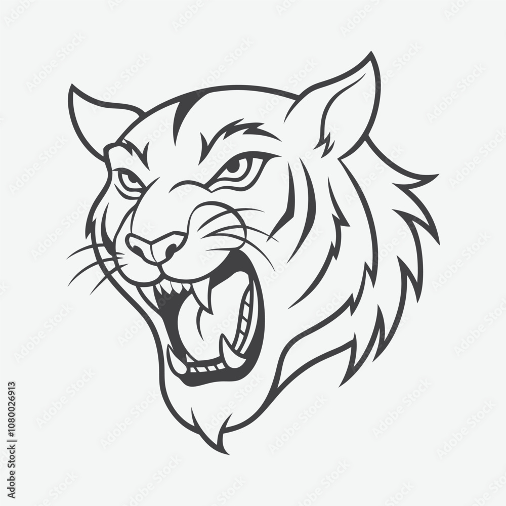 Tiger Head Line Art Logo Vector Illustration Isolated On White Background Perfect for Branding and Design