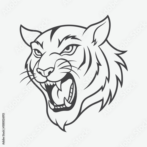 Tiger Head Line Art Logo Vector Illustration Isolated On White Background Perfect for Branding and Design