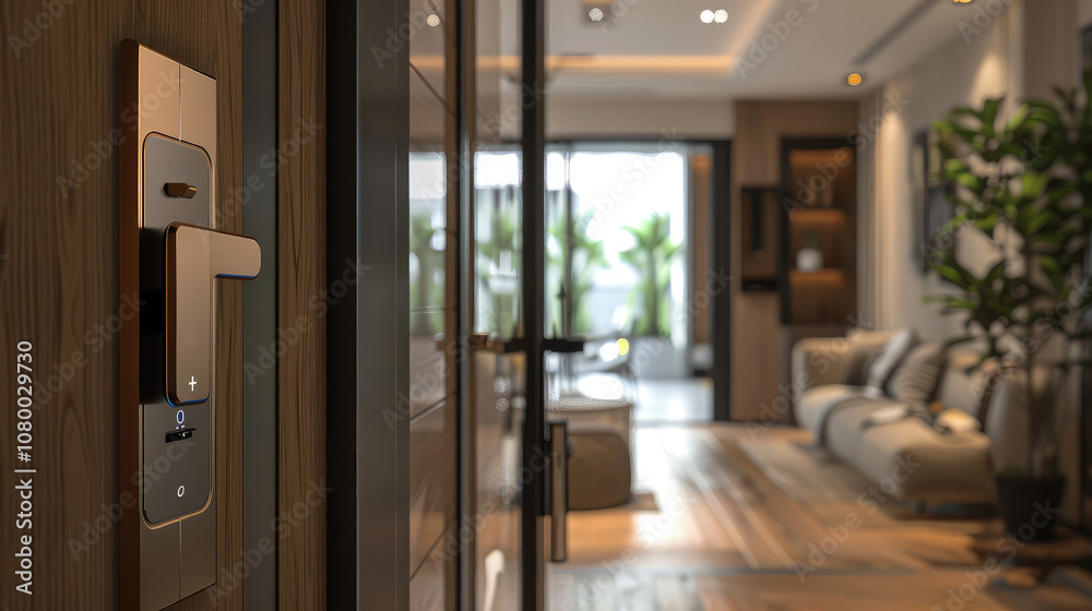 Modern Smart Lock in Stylish Living Room Modern Smart Lock in Stylish Living Room