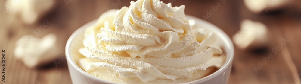 Creamy whipped topping in a cup, perfect for desserts, enhancing flavors with its light and airy texture, ideal for various treats. Creamy whipped topping in a cup, perfect for desserts, enhancing flavors with its light and airy texture, ideal for various treats.