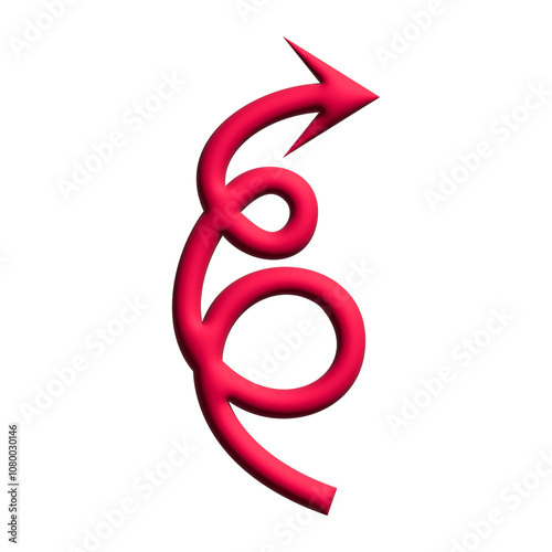 Inflate 3D illustration of arrow or direction icon with red color