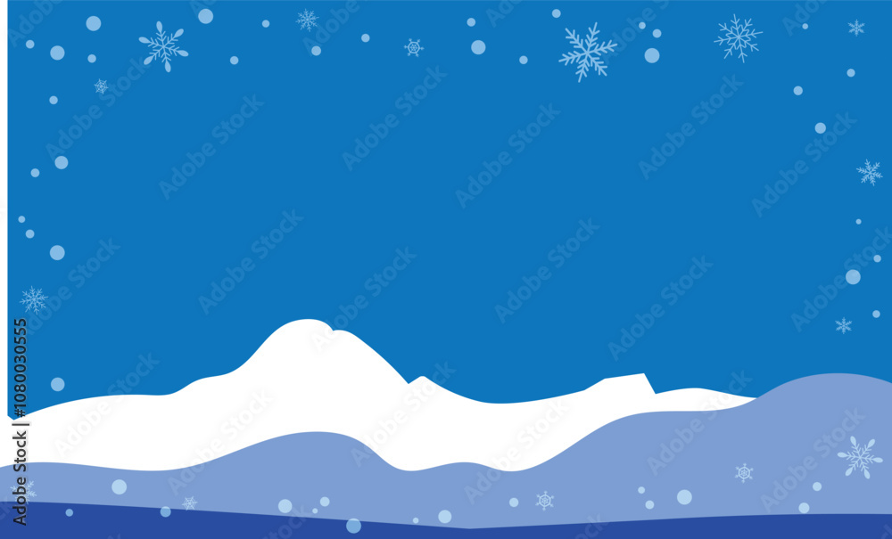 冬の雪降る森のイラスト背景フレーム素材 冬の雪降る森のイラスト背景フレーム素材