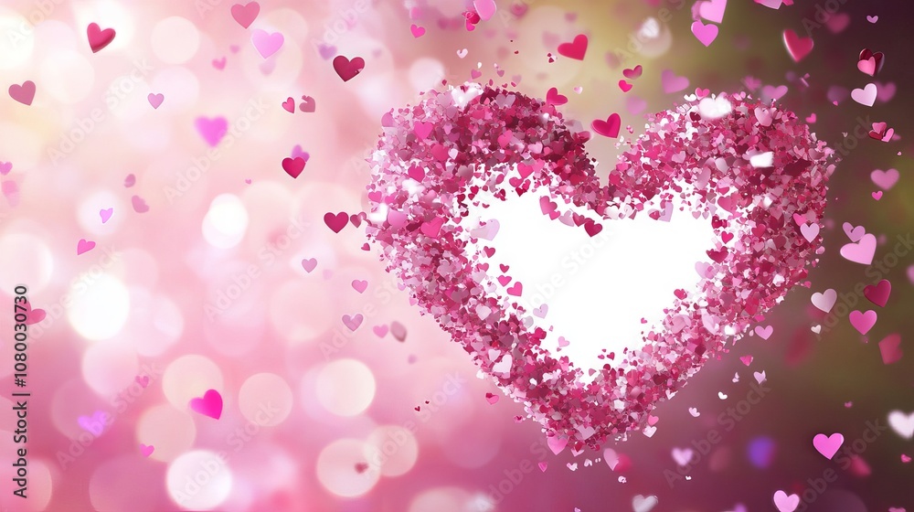 Heart shape vector illustration with pink confetti splash and white heart hole romantic graphic design for valentine's day, love celebrations, and festive backgrounds Heart shape vector illustration with pink confetti splash and white heart hole romantic graphic design for valentine's day, love celebrations, and festive backgrounds