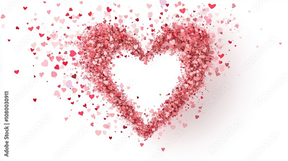 Heart shape vector illustration with pink confetti splash and white heart hole romantic graphic design for valentine's day, love celebrations, and festive backgrounds Heart shape vector illustration with pink confetti splash and white heart hole romantic graphic design for valentine's day, love celebrations, and festive backgrounds