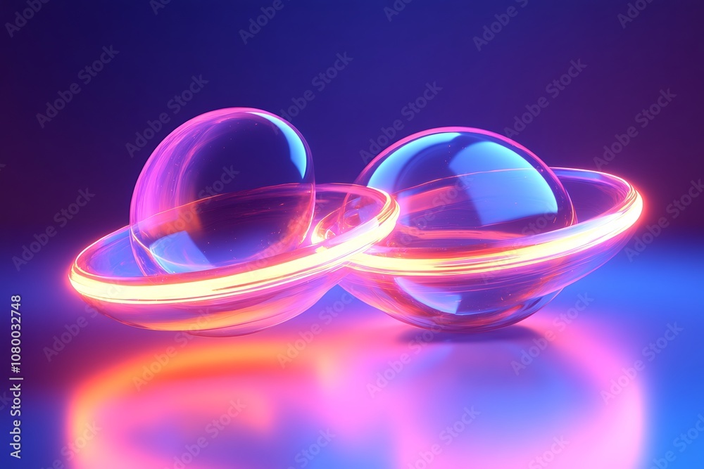 3D glowing shapes with digital effects 3D glowing shapes with digital effects