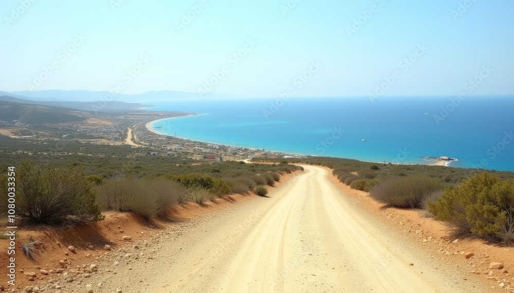 Deserted road leading to the ocean Deserted road leading to the ocean
