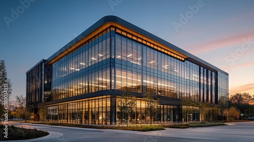 Corporate office building with glass facade