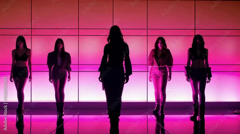 Female kpop stars dancing on stage silhouette korean culture