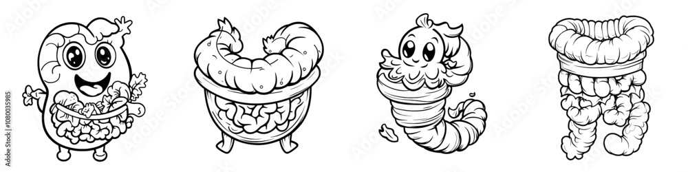 Obraz premium The digestive system is represented as an intestinal icon. Editable stroke width.