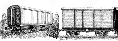 Perspective view of a passenger train. Back view. Simple flat illustration.