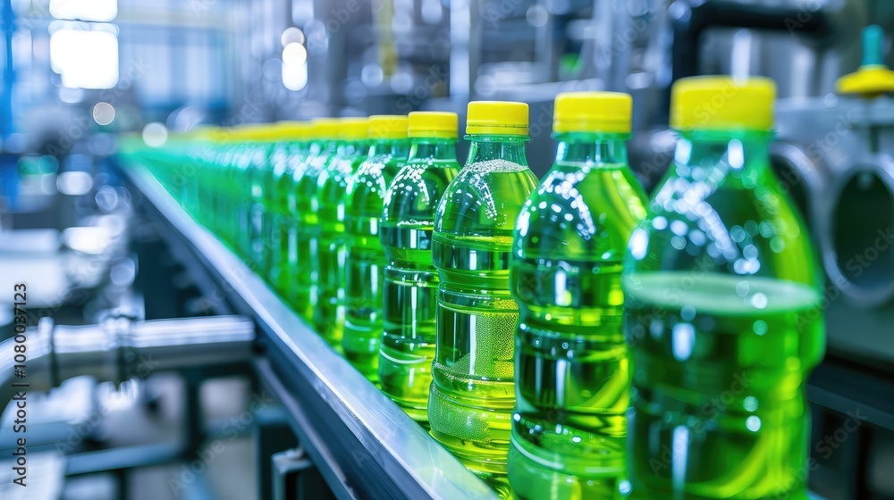 Green Bottled Drink Production Line in Factory Green Bottled Drink Production Line in Factory