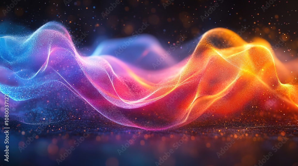 Obraz premium Sound waves bouncing off surfaces, bright and vibrant colors