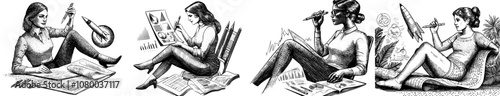 Graph illustration of market research and business analysis. Person studying, analyzing startup data, information, company growth report.