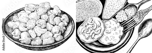 An illustration of a scrambled egg on a plate. This is a simple flat illustration.