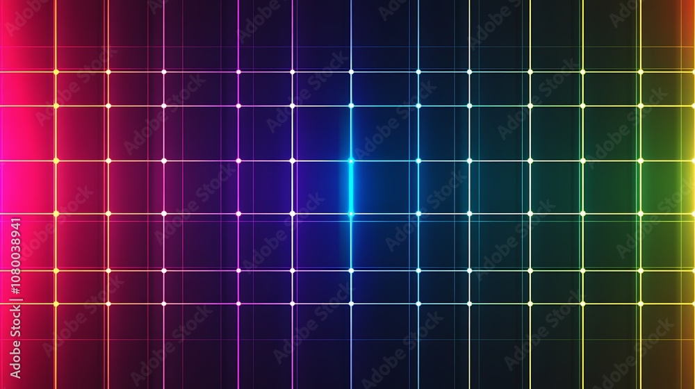 Abstract grid with glowing lines shifting in vibrant rainbow colors Abstract grid with glowing lines shifting in vibrant rainbow colors