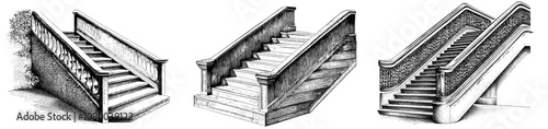 Illustration of an isometric ramp and stairway. Simple flat style.