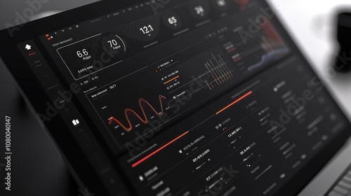 High-Tech Dashboard Display with Data Analytics Interface