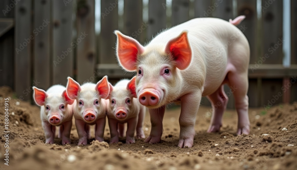  Pig family bonding in the dirt