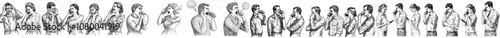 Anger, hatred, aggressive feelings, expressed through expressions, emotions. Mad rude aggressive people, yelling, threatening, hating. Modern illustration on a white background.