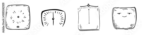 Simple modern doodle sketch of a body weight scale