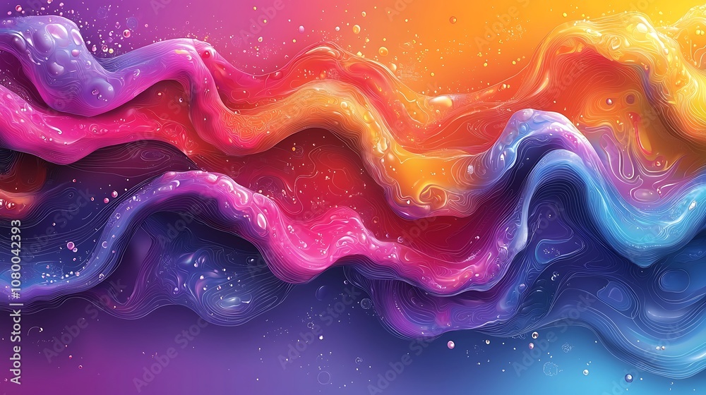 Abstract colorful liquid waves with glowing particles. Abstract colorful liquid waves with glowing particles.