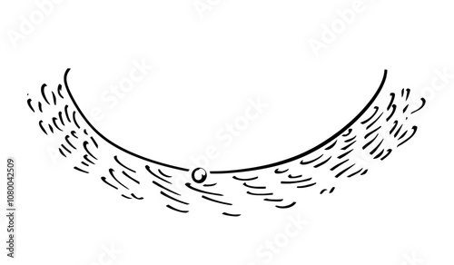 Hand drawn line modern icon of jewellery with diamonds, pearls, gemstones in sketch style. Women's accessories on a transparent background with black outline.