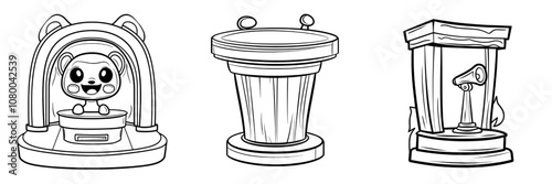 Intuitive outline icon for exhibition stage, minimalist modern illustration, isolated on white.