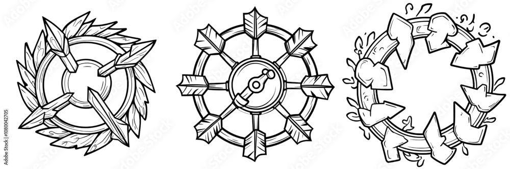 Linear icon with arrows and clock. Arrows in different directions. Editable stroke line. Linear icon with arrows and clock. Arrows in different directions. Editable stroke line.