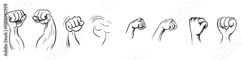 A muscular arm drawing using line art style. Simple outline design that can be easily edited. Illustration in a modern style