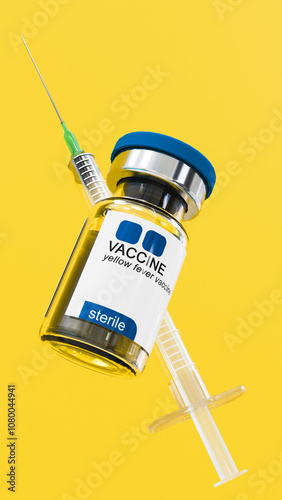 yellow fever vaccine shot with syringe background animation yellow fever shot 3d rendering 