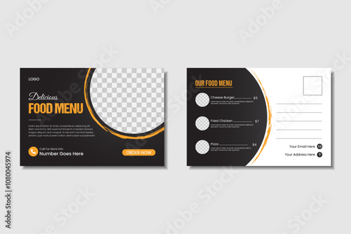 Post card design, food post card design template